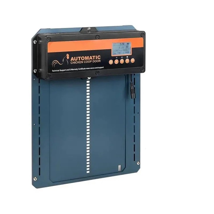 Automata ajtó baromfiólhoz, fényérzékelő, távirányító, elemes/DC tápegység, kék