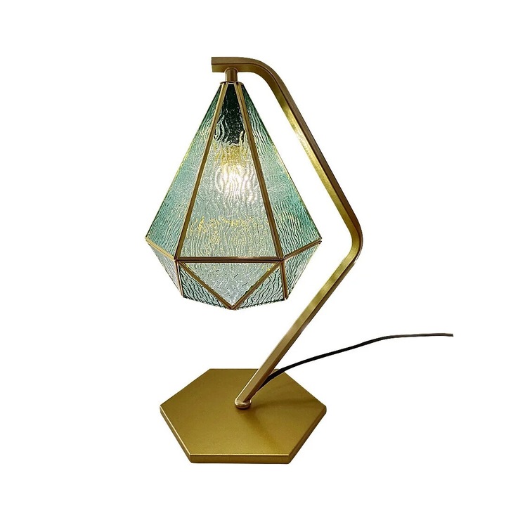 Veioza Rabalux, sticla albastra, baza aurie, E14, max 40W, 44x18.5cm, cablu 180cm