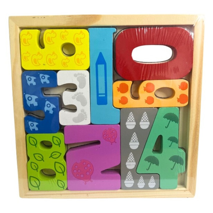 Образователен пъзел с цифри, дървен, Tres, 0-9, многоцветен