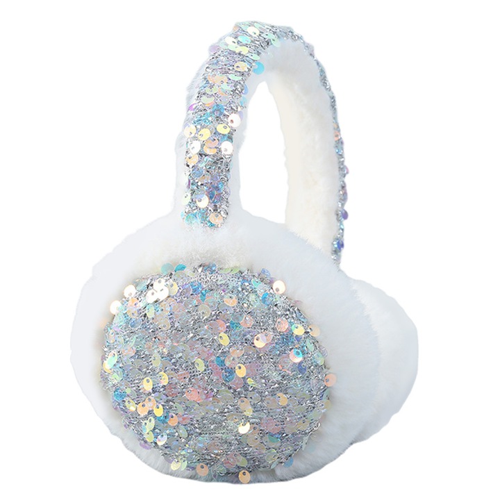 Caciuli dama, Earmuffs, design cu paiete, rezistente la vant, pliabile, multicolor, dimensiune universala