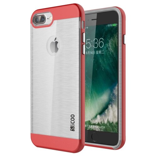Husa protectie BRUSHED pentru iPhone 7, Rosu/Transparent