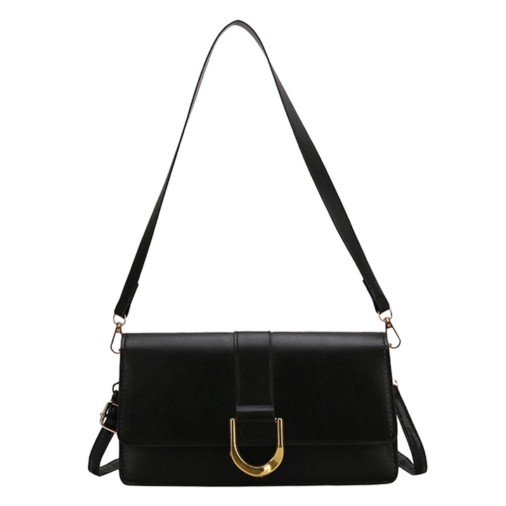 Női válltáska, koreai stílusú, nagy kapacitású, fekete