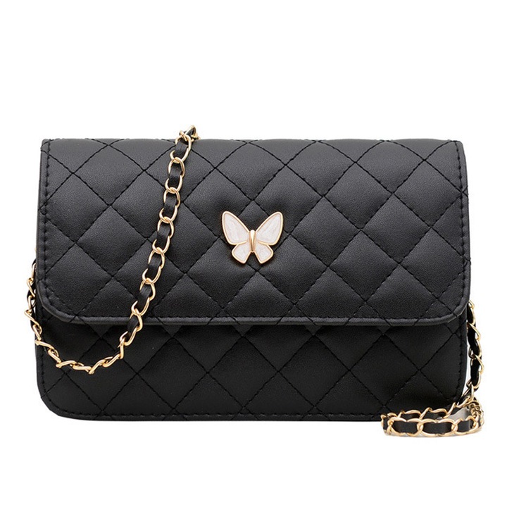 Női láncos táska, steppelt, divatos, elegáns, rombuszmintás, láncos válltáska kültéri használatra, irodába