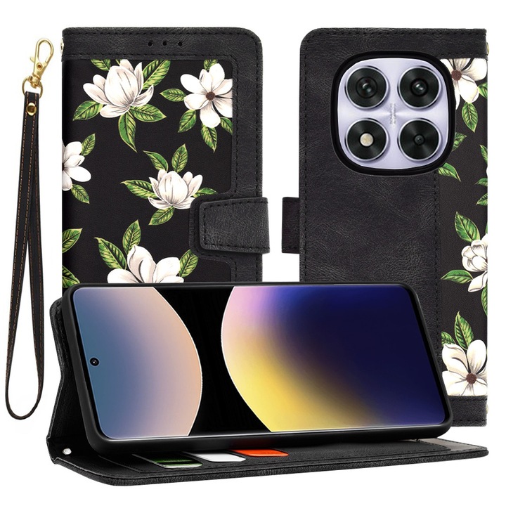 Husa Protectie pentru Xiaomi Noble Redmi Note 14 Pro 5G/Poco X7, V69, Piele ecologica, Flowers of the Dawn