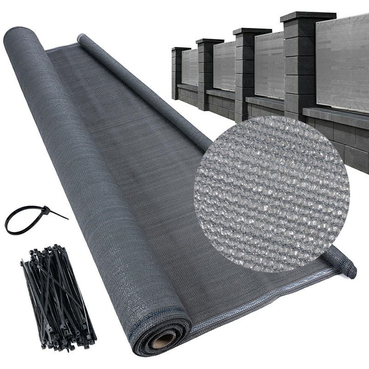 Засенчваща мрежа Tres, 95% сянка, 1,5x10м, 180g/m2, сива