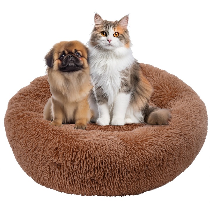 Culcus pentru animale Jumi, rotund, 60x60cm, material moale, antiderapant