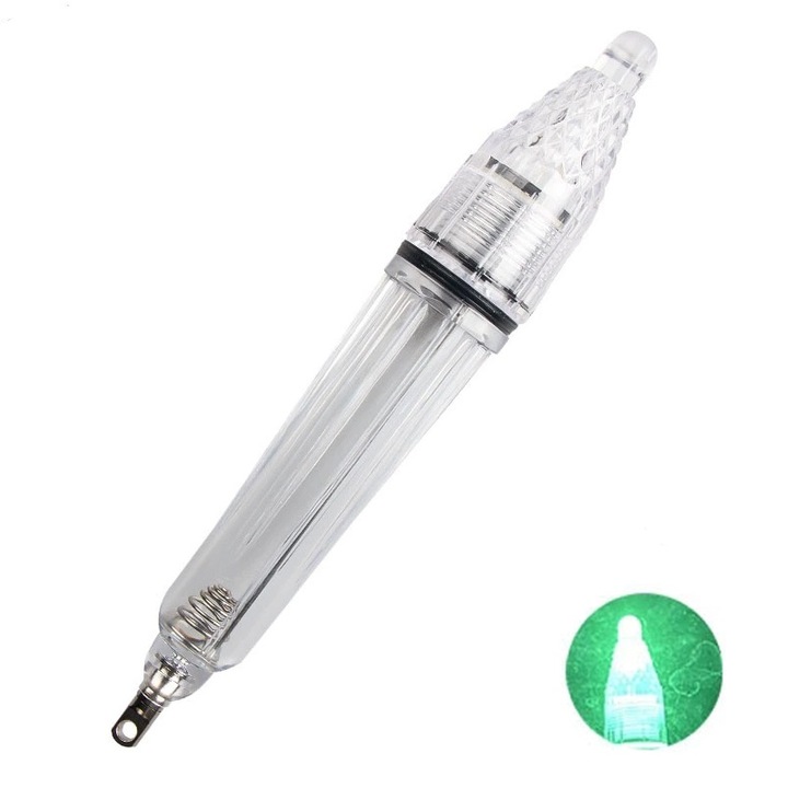 Примамка с LED за риболов, зелена, водоустойчива, за многократна употреба, 17 см