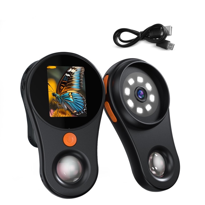 Stnqtsrv hordozható digitális mikroszkóp, 5 cm-es IPS színes képernyő, 500-szoros nagyítás, 8 állítható LED lámpa, USB kompatibilis PC-vel