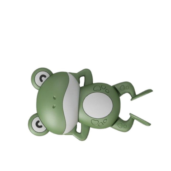 Gyerek fürdőjáték, zöld béka mintával, 12x7cm