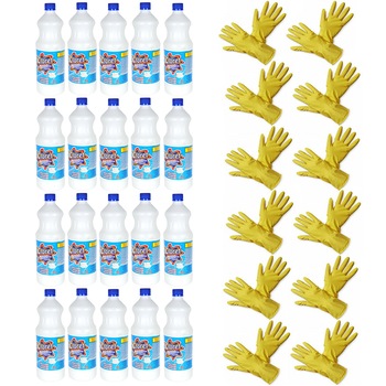 Pachet - 20 x Cloret inalbitor universal, 2000ml + 12 x Manusi din cauciuc pentru menaj Pachet - 20 x Cloret inalbitor universal, 2000ml + 12 x Manusi din cauciuc pentru menaj