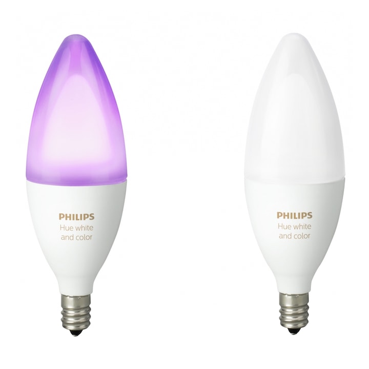 Philips Hue LED-es okos izzó, Gyertya forma, E14, 6W, RGB Fény, 2db-os