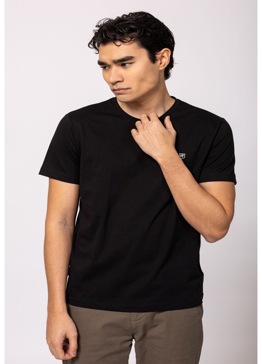 HEAVY TOOLS, Mopsy kerek nyakú pamutpóló, Fekete