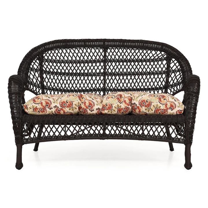 Canapea 2 locuri gradina/terasa, Maison Mex SUSAN, L.137 l.73.5 H.91 cm, maro/multicolor