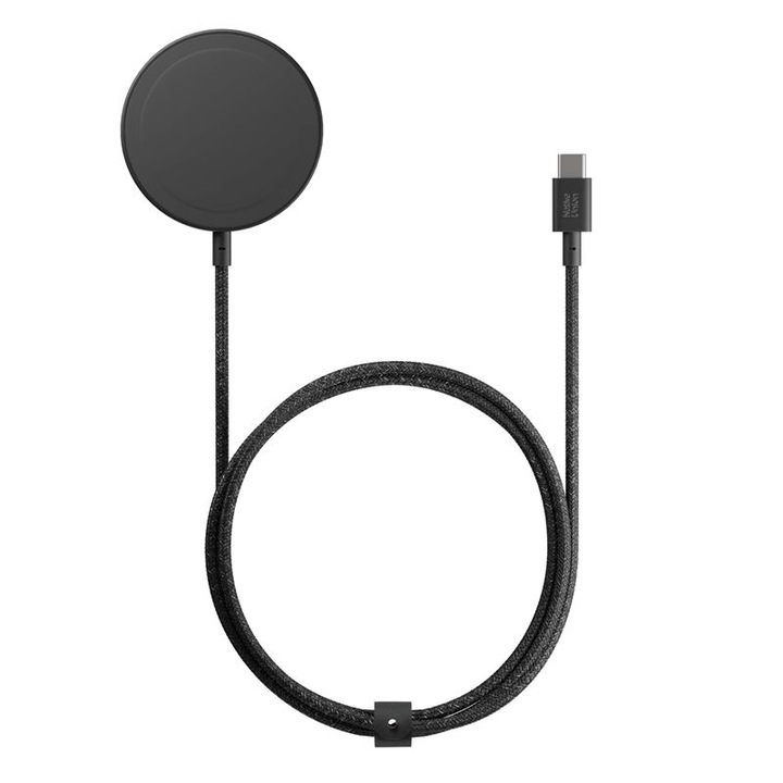 Native Union Snapstand Qi2 vezeték nélküli töltő, MagSafe kompatibilis, 15 W teljesítmény, beépített USB-C kábel, fekete