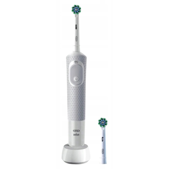 Periuta de dinti electrica Oral-B Vitality White Toothbrush Starter Pack, Curatare 2D, 7600 oscilatii/min, 2 capete, Alb