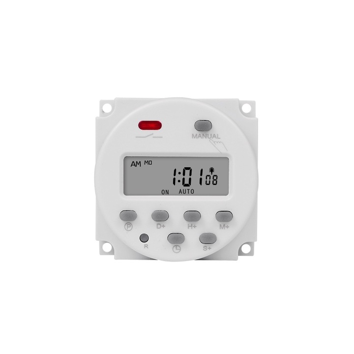 Timer digital SINOTIMER, interval de 1 secunda, 12V temporizator LCD digital programabil saptamanal 7 zile, CN101S-4