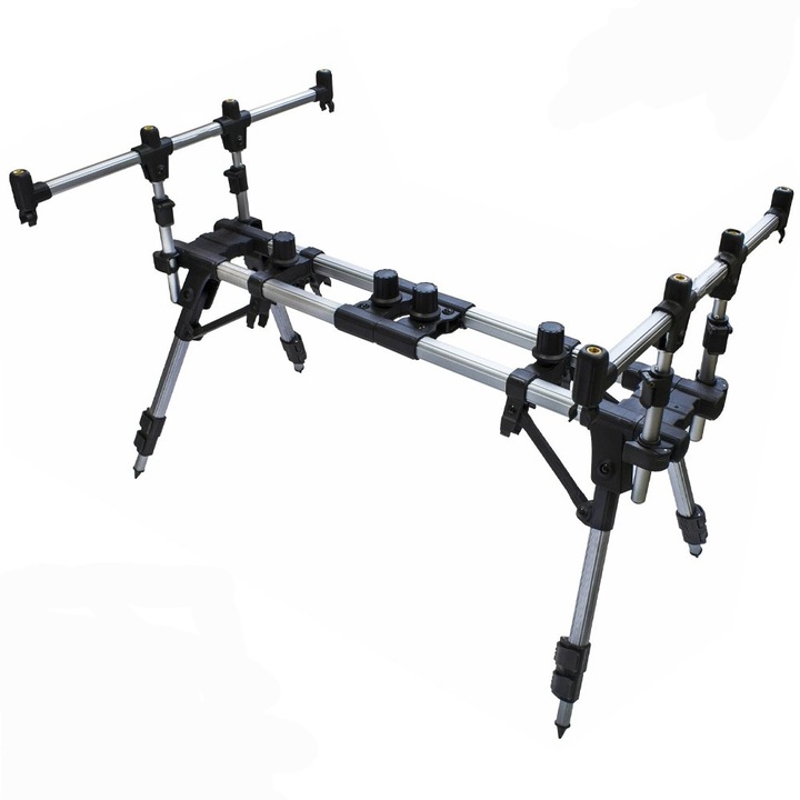 Rod Pod 4 posturi, Aluminiu, Husa Transport, Suporti U inclusi pentru sustinere lansete spate