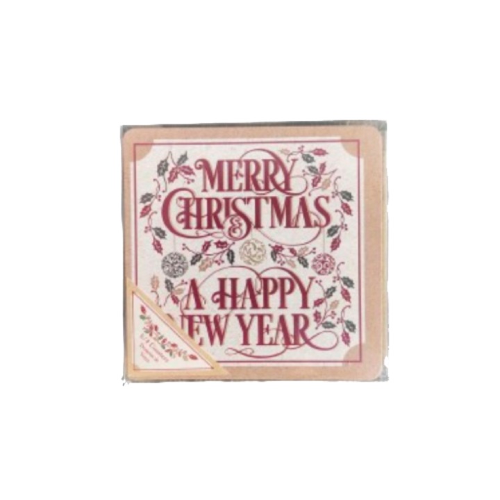 Set de 4 suporturi de pahare, cani cu tematica Craciun, Bej