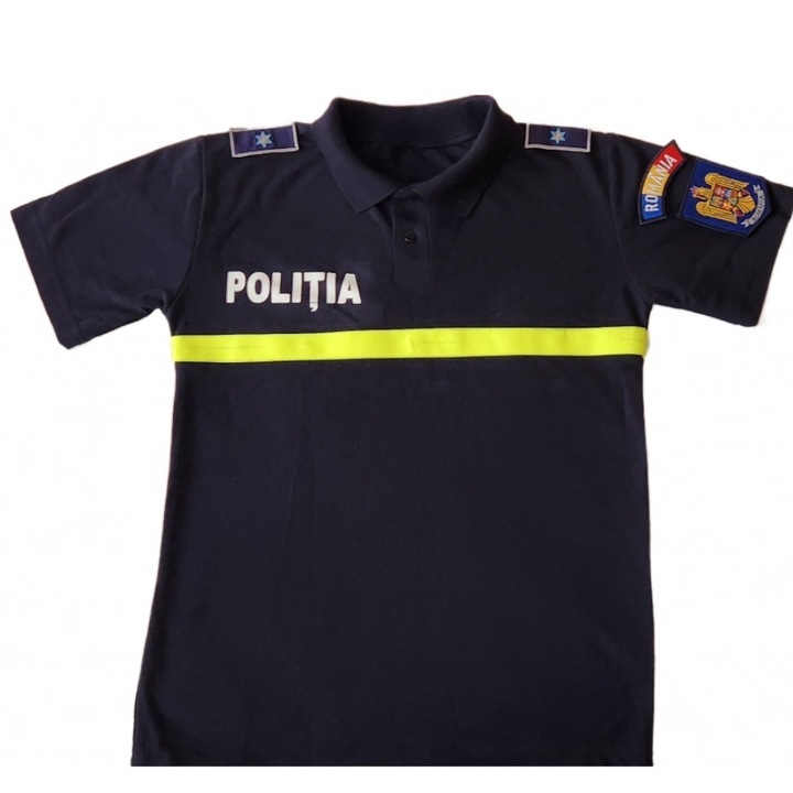 Tricou copii UniPol Kids Politia Romana, din bumbac 100%, bleumarin, Varsta 3-4 ani - 104cm