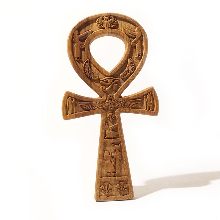 Cruce Ankh lemn masiv, Stejar 27cm
