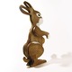 Decoratiune din lemn masiv de esenta tare, Iepure, Fag natur, 60 cm