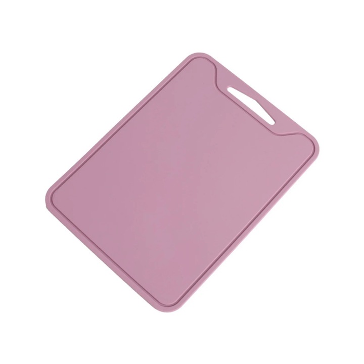 Tocator de bucatarie din silicon gros, dublu fata, design flexibil, cu maner, 30x22cm, roz