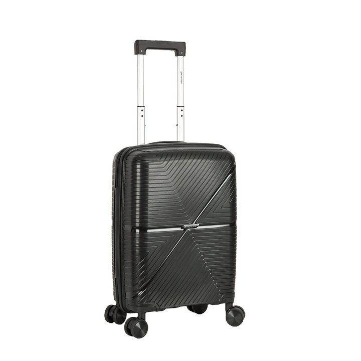 Куфар Madisson SW42103, за ръчен багаж, полипропилен, 4 двойни колела и шифър, 55 см, черен