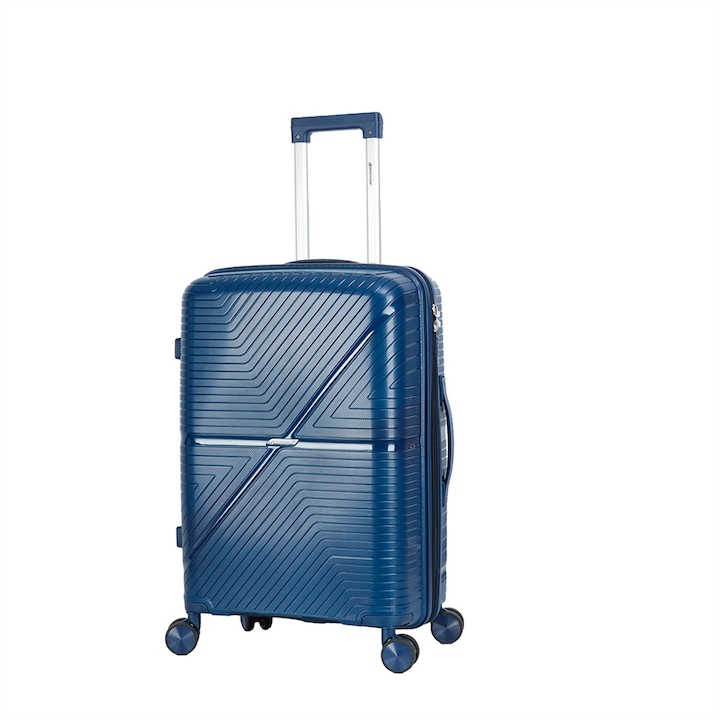 Közepes bőrönd Madisson SW42103, polipropilén, zárral, 4 dupla kerék, 67cm, sötétkék