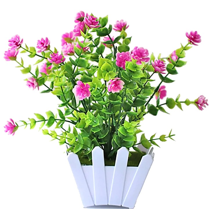 Set de flori artificiale in ghiveci, decorare interioara, multicolor, 66g
