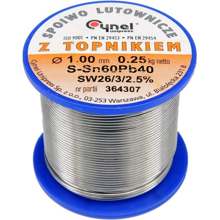 Допълнителен метал за спойка sn60pb40 1.0/250 76811 Cynel