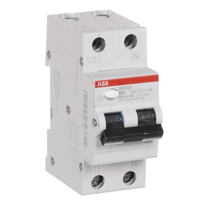 Disjunctor modular ABB, diferential P+N, 10A, 2P