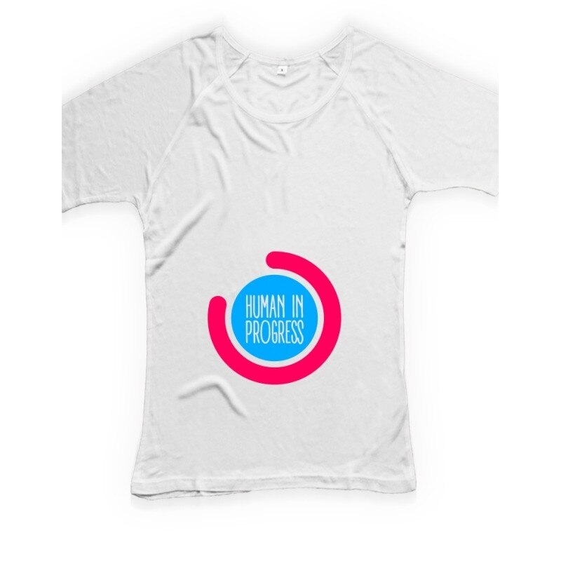 Tricou personalizat, Human in progress, Continental N95, Alb, Alb