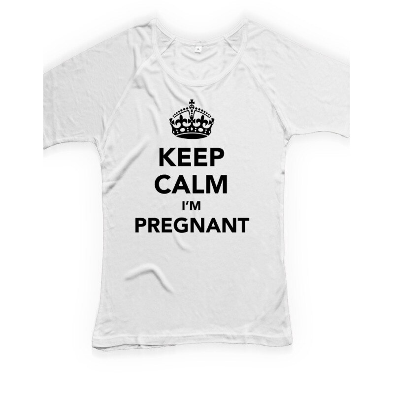 Tricou personalizat, Keep Calm I'm Pregnant, Continental N95, Alb, Alb