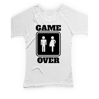 Tricou personalizat, Game Over I'm Pregnant, Continental N95, Alb, Alb Tricou personalizat, Game Over I'm Pregnant, Continental N95, Alb, Alb