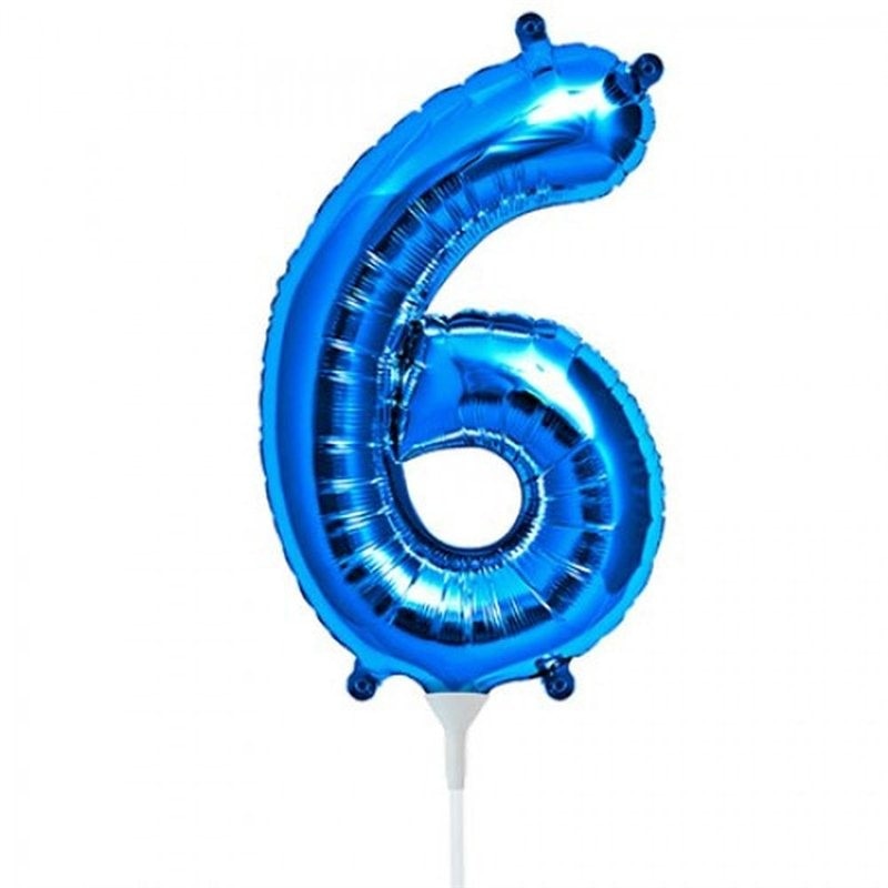 Balon minifigurina cifra 6 albastru, 41 cm