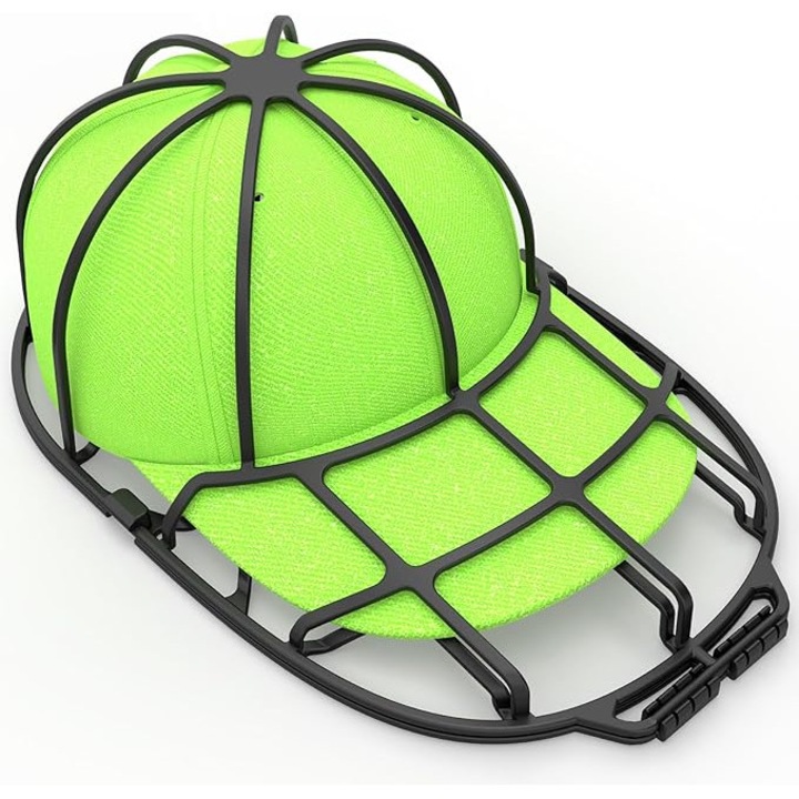 Spalatoare pentru Sepci, Set de 2 Curatatoare pentru Sepci de Baseball, Potrivite pentru Cadru/Cusca Spalator pentru Sepci Adulti/Copii, Suporturi de Protectie pentru Sepci pentru Masina de Spalat, Negru