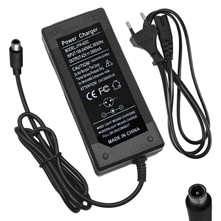 Adaptor de alimentare pentru trotinete electrice, 42V 2A, negru