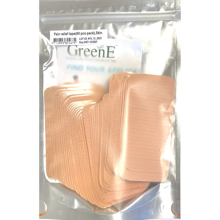 60 Benzi Bioactive Impotriva Durerii, Rejuvinova GreenE din nanofibre din Ge, Ti si Pi, Pachet x 60 benzi, (5 x 10)cm/ banda