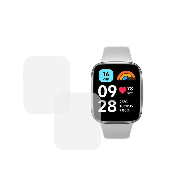 Комплект от 2 x фолио, съвместимо с Xiaomi Redmi Watch 3 Active, InvisiFlex Full Glue, Renewable силиконов хидрогел, Anti-shock и против счупване, SlimLine NanoShield, Transparent