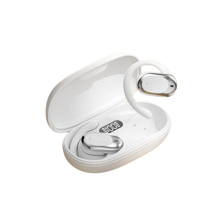 Casti Wireless Over-Ear Reducere Zgomot, Bluetooth 5.4, Microfon, Baterie 60h, Alb