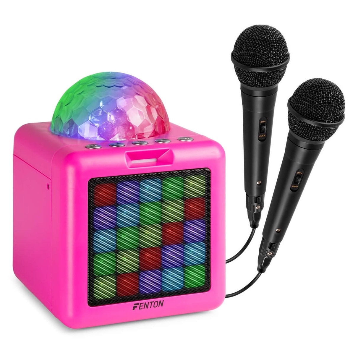 Difuzor Karaoke Fenton KAR15B, 2 microfoane, roz, 15W
