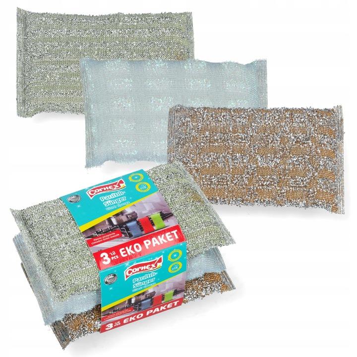 Bureti de spalat vase Bureti de curatat suprafete Tip Glitter Set de 3Szt