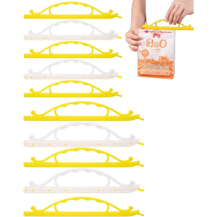 Set 10 Clips pentru Pungi, Sigilare Durabila, Rezistente la Umiditate, Plastic