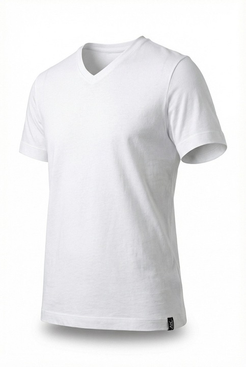 Tricou model in V, 50% Lyocell, 50% bumbac, Aydogan, Alb