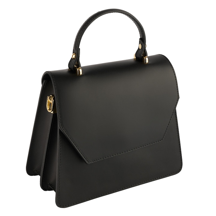 Geanta Jaya, din piele naturala 8220, Negru, 24x20x11cm