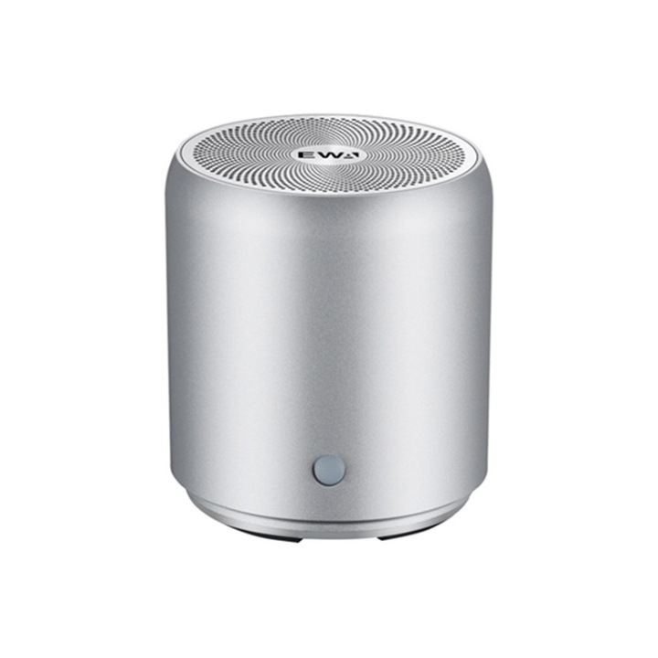 Boxa portabila Bluetooth, EWA A107 Mini Subwoofer, rezistente la apa, TWS, Super Bass, argintiu