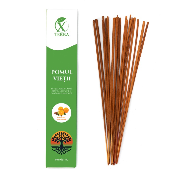 Betisoare parfumate XTERRA, Pomul Vietii, Aroma Portocala & Scortisoara, Set 20 buc