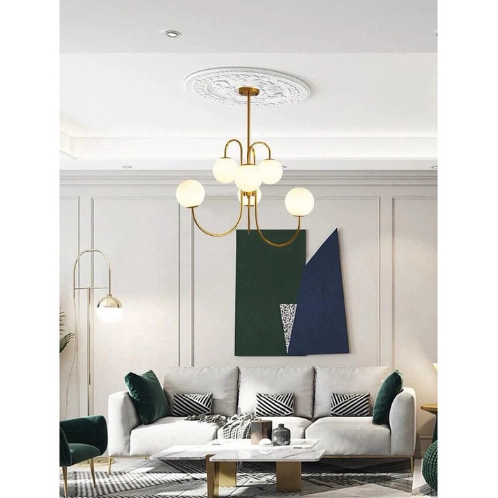 RFAN полилей, модел 5968-6, с абажури, 6 X E27, злато