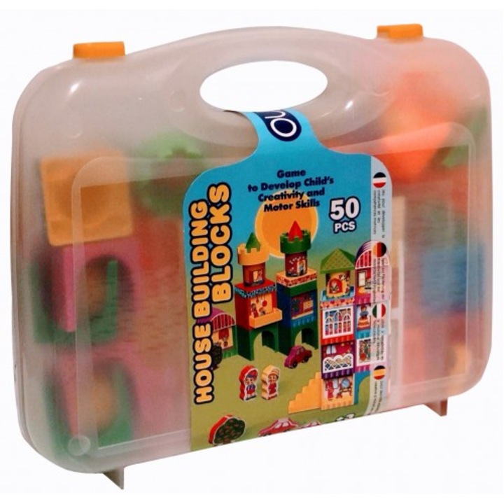Joc de construit Carino House, PIKY, 50 piese, multicolor, 31x24.5x8 cm