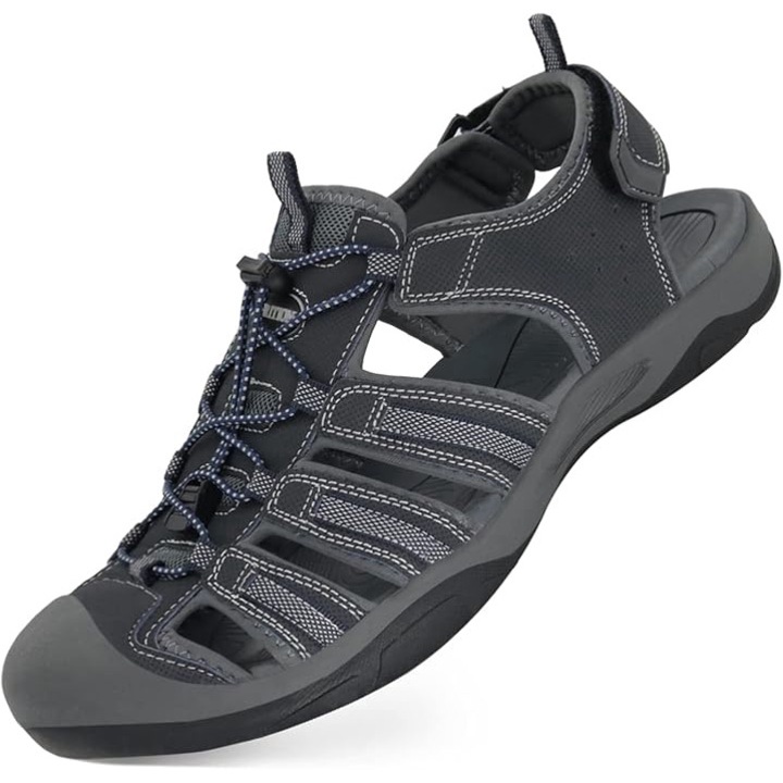 Сандали GRITION, мъжки, туризъм и спорт, затворени пръсти, сиво и синьо, размер 40